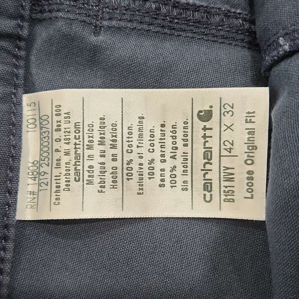 NWOT CARHARTT PANTS  Loose Original Fit Navy 42 X 32 - Picture 5 of 5